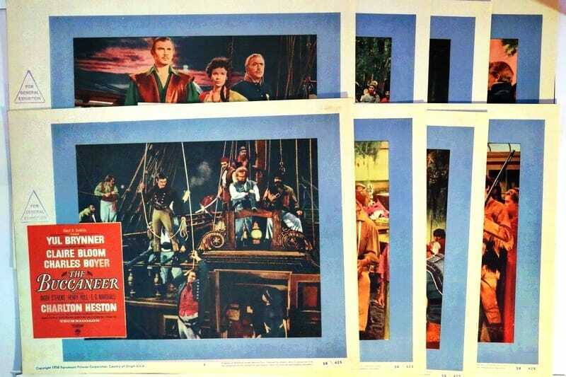 ORIGINAL LOBBY CARDS - THE BUCCANEER - 1958 - set of 8