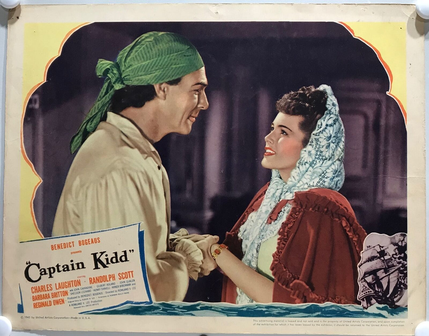 ORIGINAL LOBBY CARDS - CAPTAIN KIDD - 1945 - set of 8