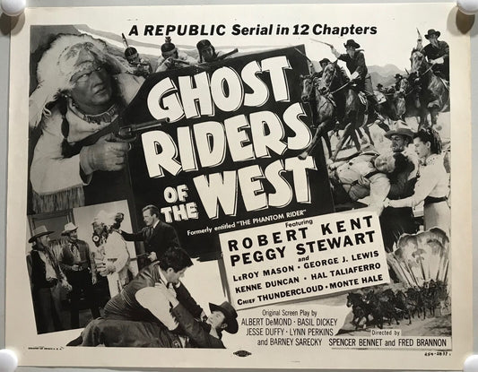 ORIGINAL SERIAL LOBBY CARD - GHOST RIDERS OF THE WEST - R1954 - title card