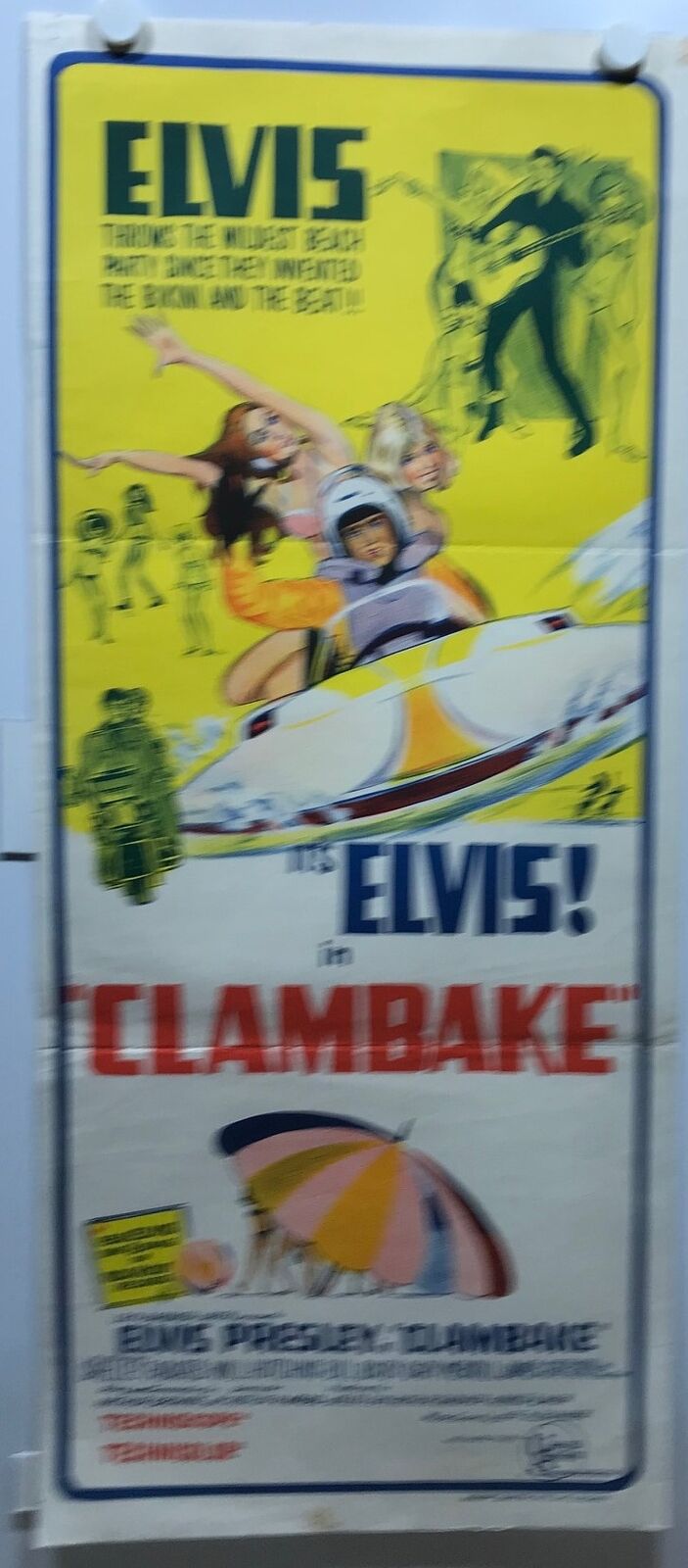 ORIGINAL DAYBILL MOVIE POSTER - CLAMBAKE - 1967 - Elvis Presley