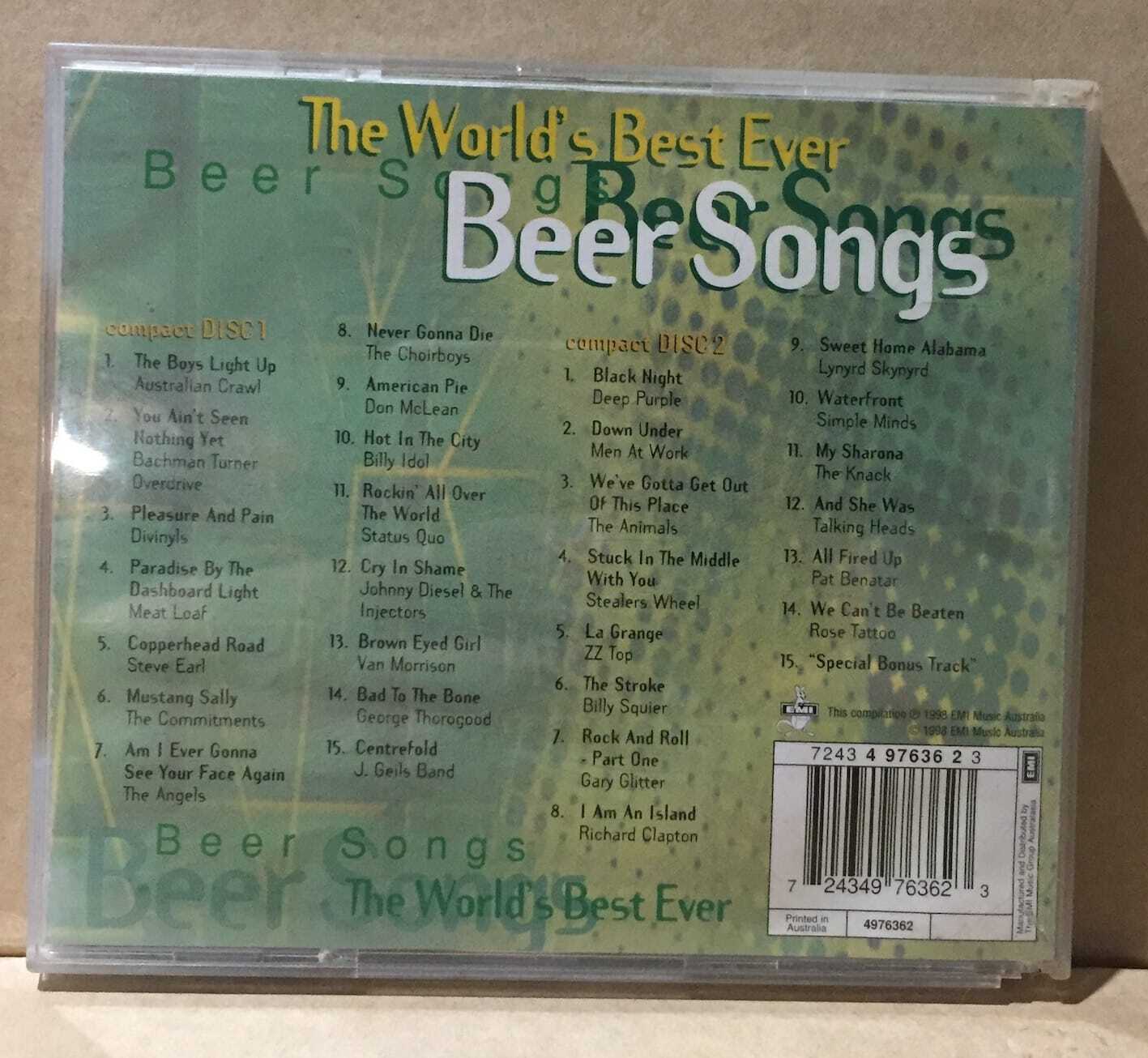 MUSIC CD IN CASE - TRIPLE J - THE WORLD'S BEST EVER BEER SONGS - 2 CDS