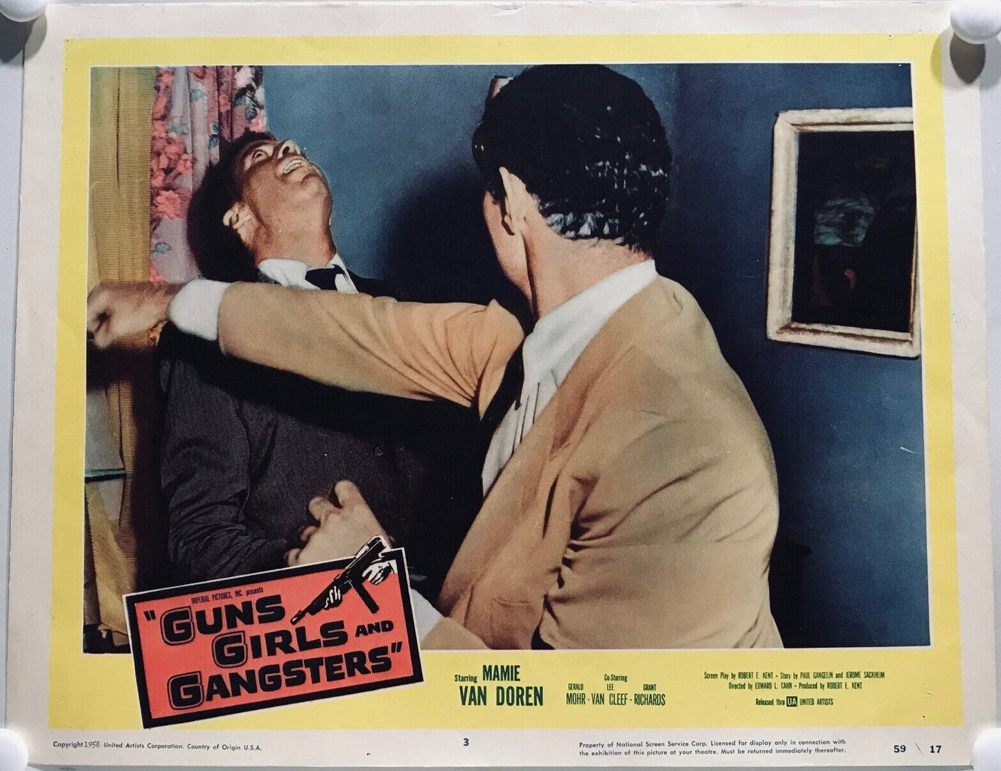 ORIGINAL LOBBY CARD - GUNS GIRLS AND GANGSTERS - 1959 - key #3 card