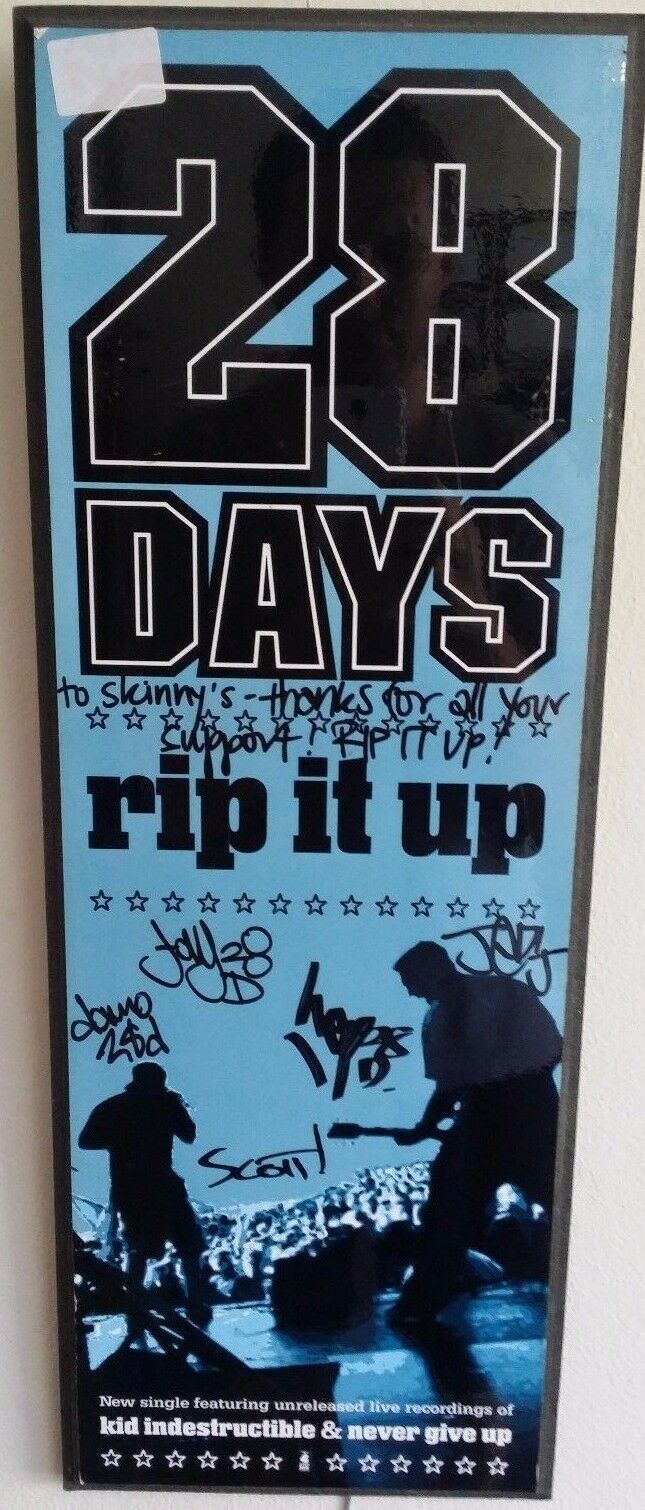 MUSIC PROMO POSTER - BLOCK MOUNTED AND SIGNED - 28 DAYS - Rip it up