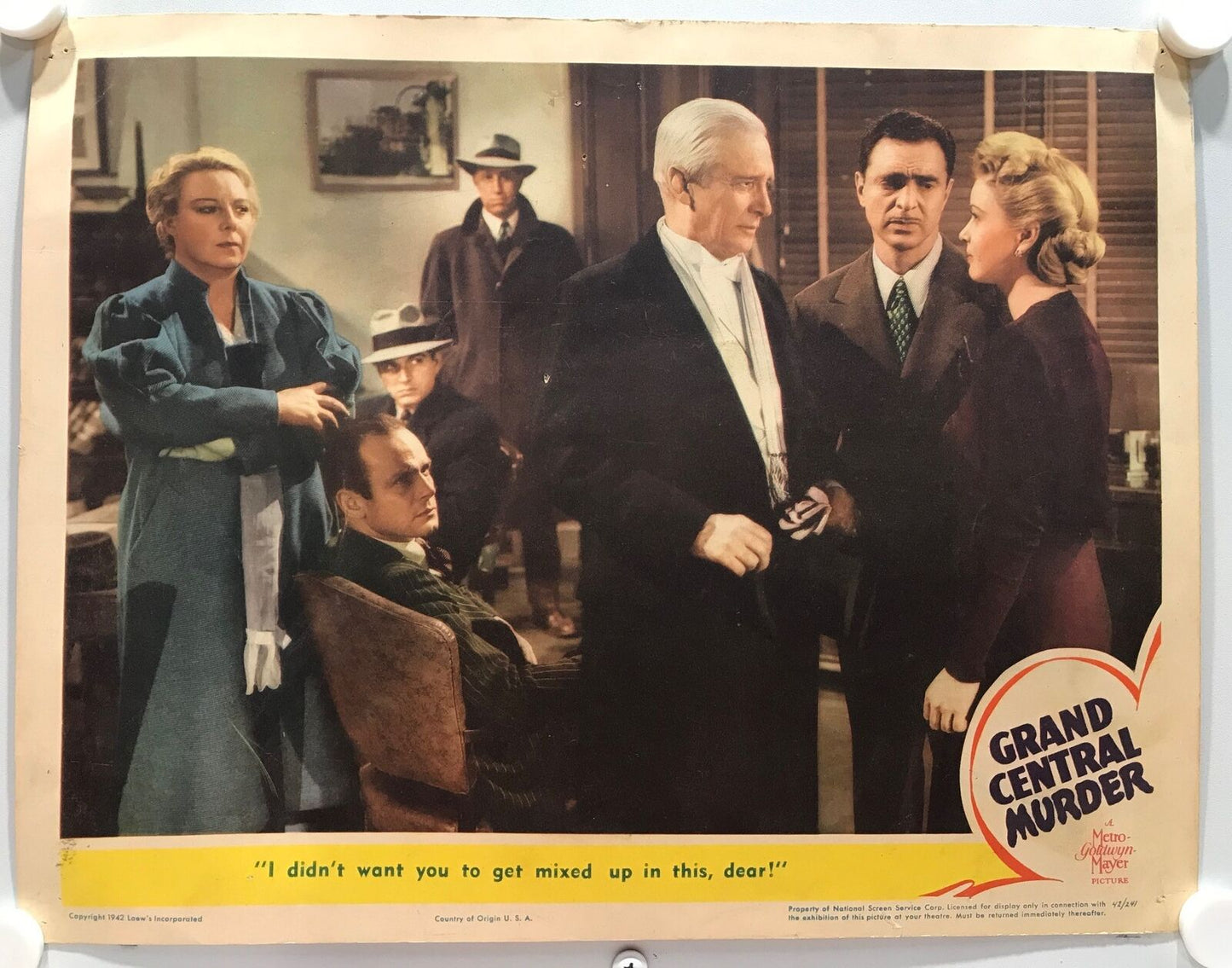 ORIGINAL LOBBY CARDS - GRAND CENTRAL MURDER - 1942 - set of 8