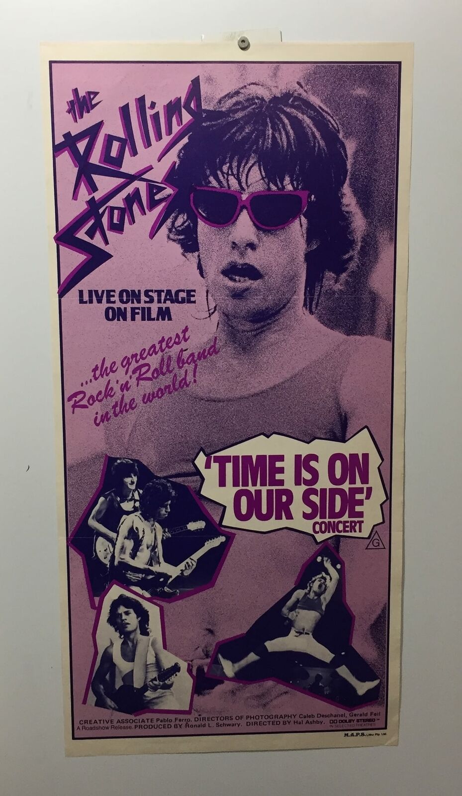 ORIGINAL DAYBILL MOVIE POSTER - THE ROLLING STONES - 1982 - Time is on our side concert - 1982