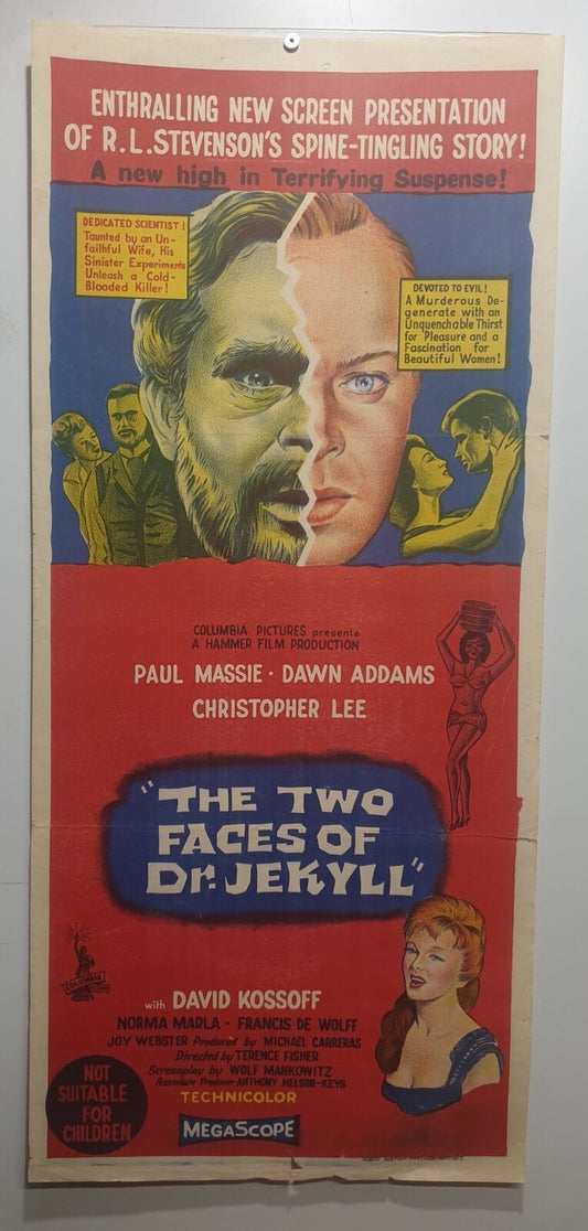 ORIGINAL DAYBILL MOVIE POSTER - THE TWO FACES OF DR. JEKYLL - 1960