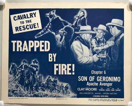 ORIGINAL SERIAL LOBBY CARD - SON OF GERONIMO (a) - 1952 - Ch 6 "Trapped by Fi...