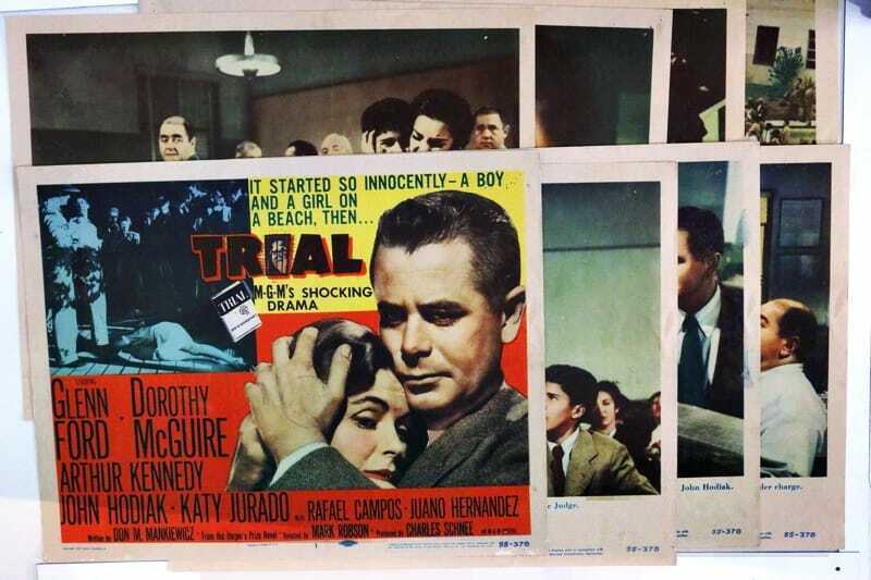 ORIGINAL LOBBY CARDS - TRIAL - 1955 - set of 8