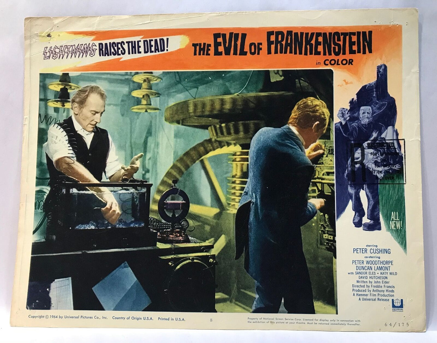 ORIGINAL LOBBY CARD - EVIL OF FRANKENSTEIN - 1964 - card #8