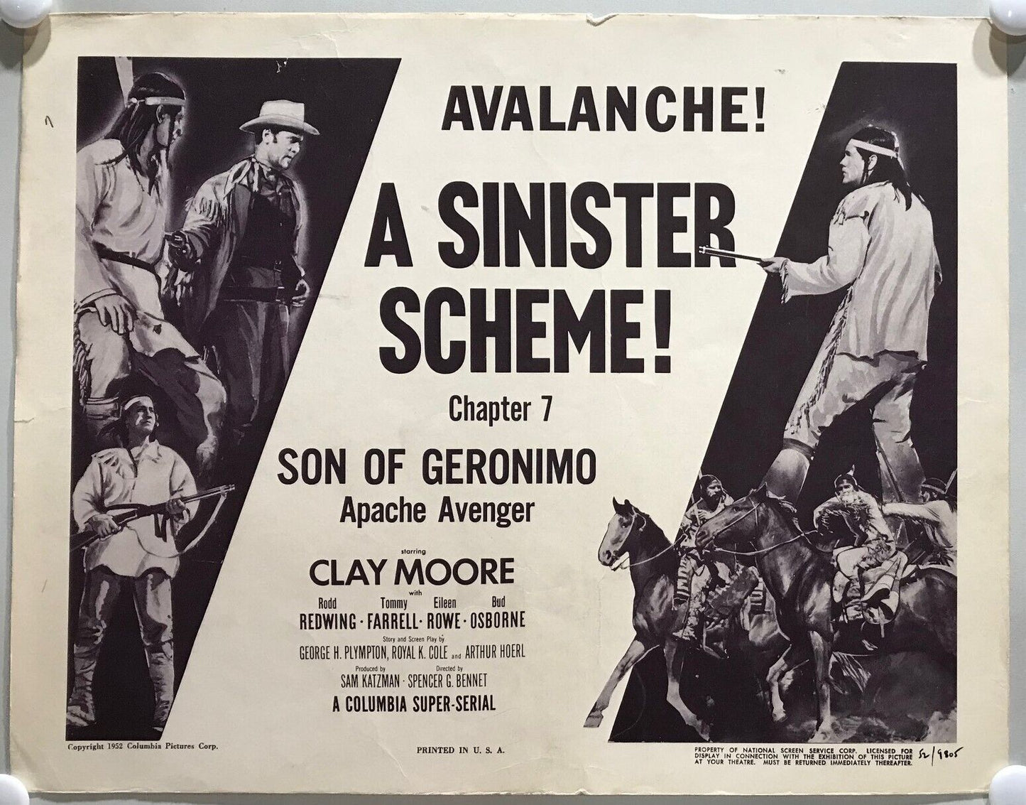 ORIGINAL SERIAL LOBBY CARD - SON OF GERONIMO (a) - 1952 - Ch 7 "A Sinister Sc...