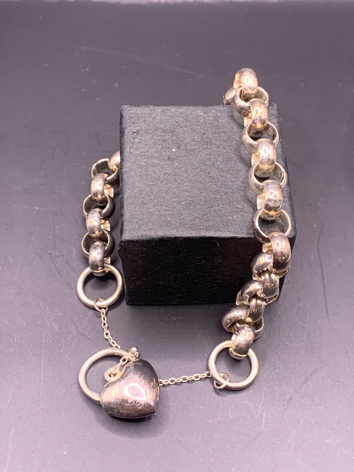 SILVER HEART LOCKET BRACELET - SILVER CHAIN WITH HEART LOCKET BRACELET