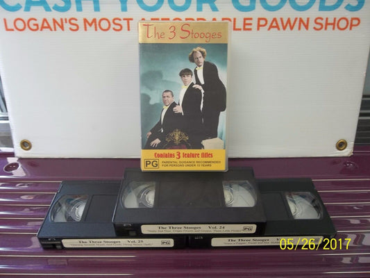 THE THREE STOOGES BOX SET OF 3 VHS VIDEOS CLASSIC SERIES