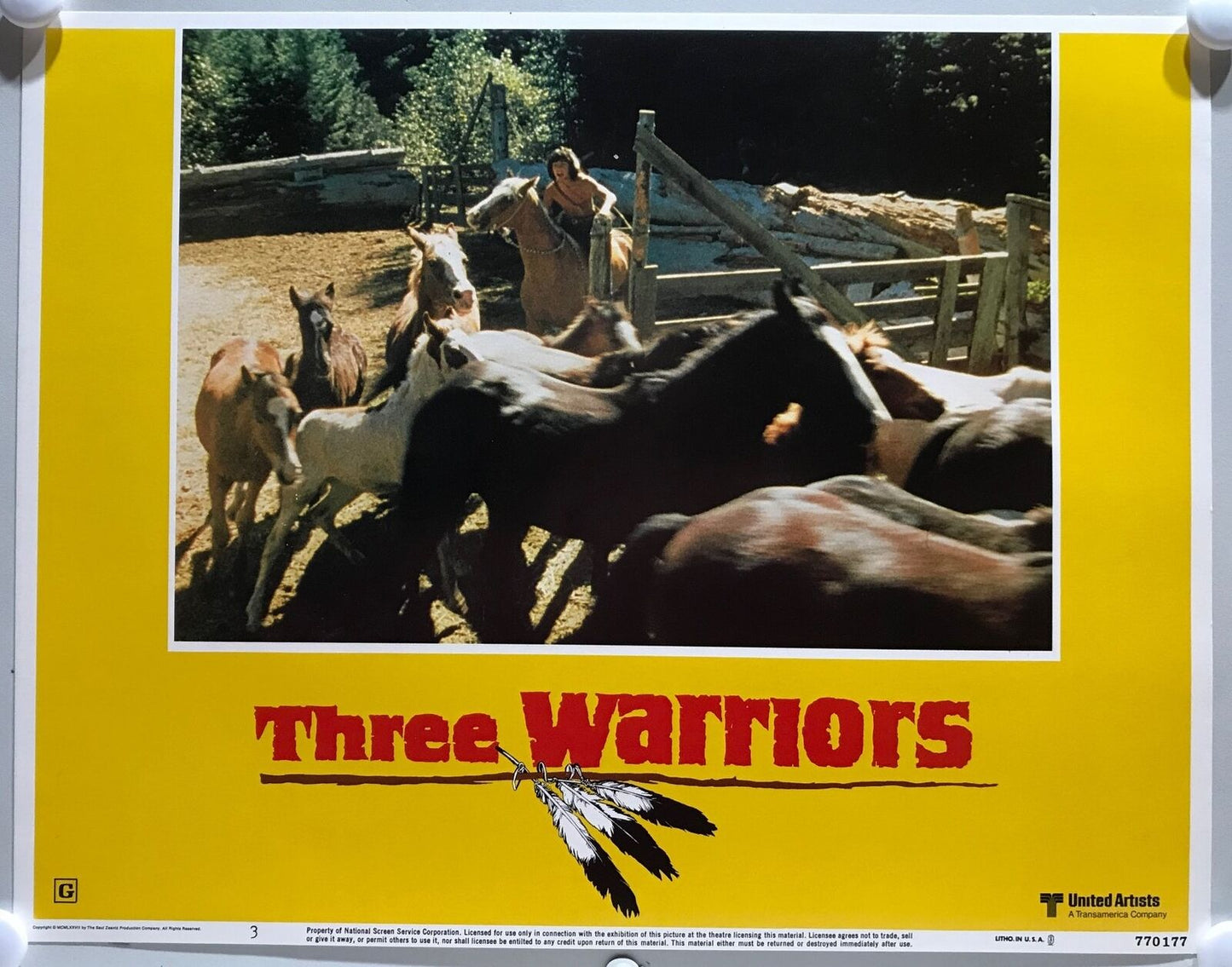 ORIGINAL LOBBY CARDS - THREE WARRIORS -1977 - set of 8