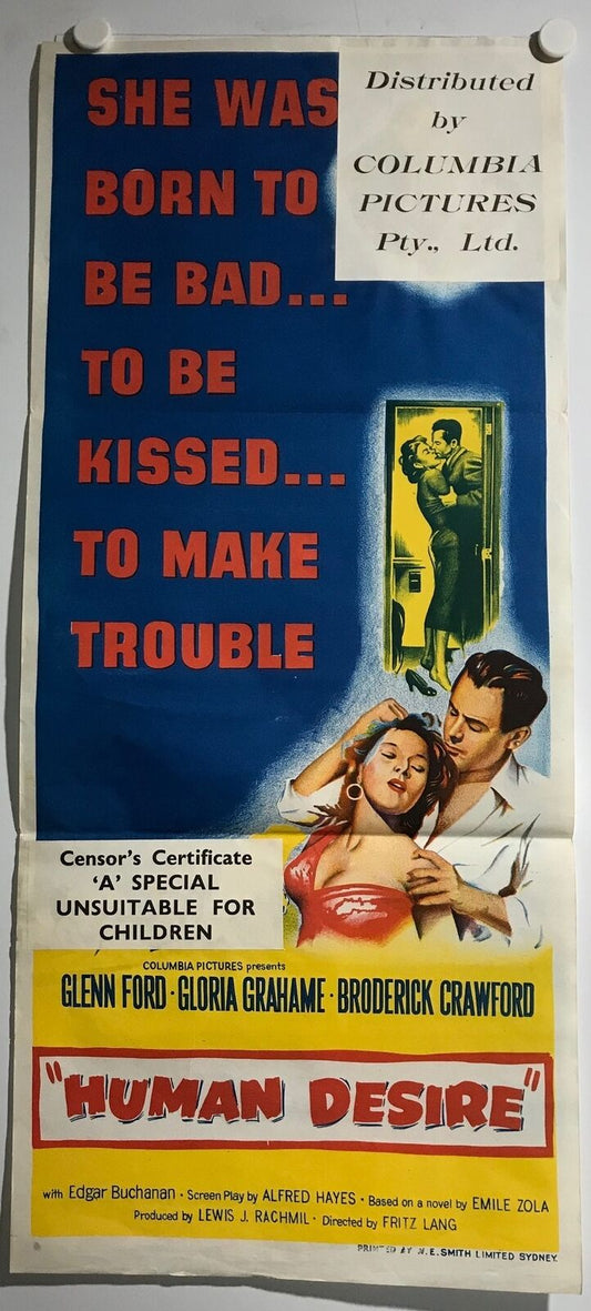 ORIGINAL DAYBILL MOVIE POSTER - HUMAN DESIRE