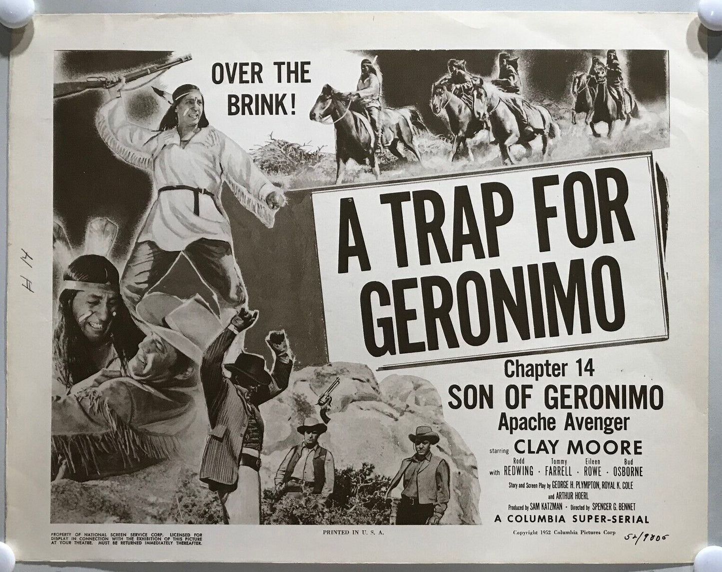 ORIGINAL SERIAL LOBBY CARD - SON OF GERONIMO (b) - 1952 - Ch 14 "A Trap for G...