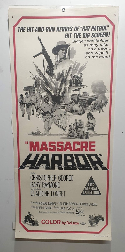 ORIGINAL DAYBILL MOVIE POSTER - MASSACRE HARBOR - 1968