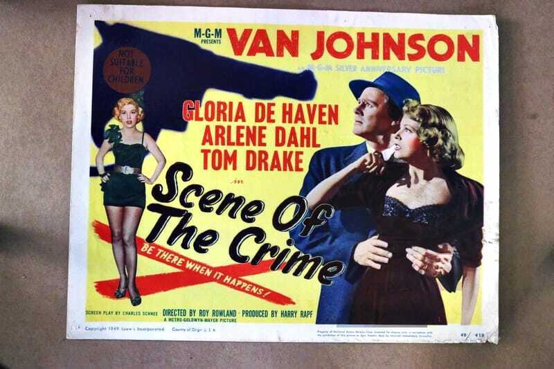 ORIGINAL LOBBY CARD - SCENE OF THE CRIME - 1949 - title card -  Van Johnson, Gloria De Haven, Arlene Dahl