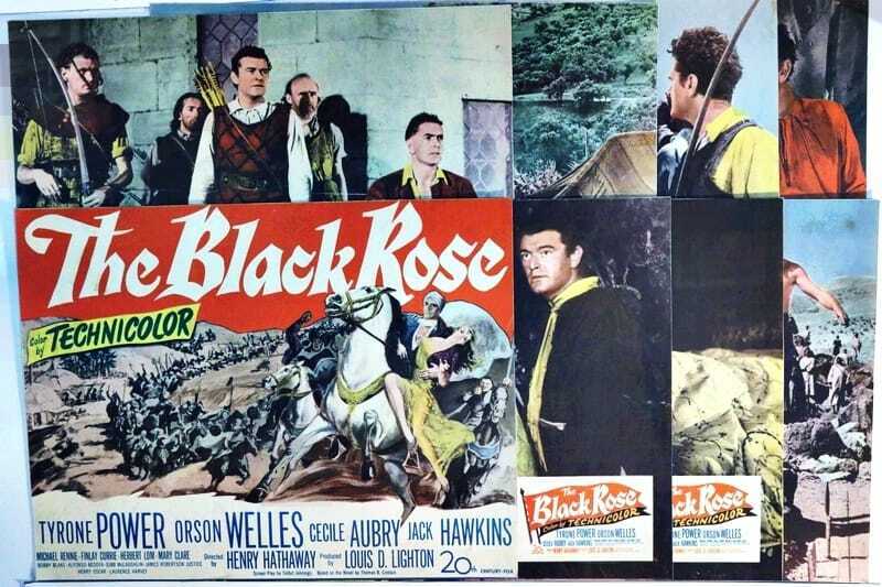 ORIGINAL LOBBY CARDS - THE BLACK ROSE - 1950 - set of 8
