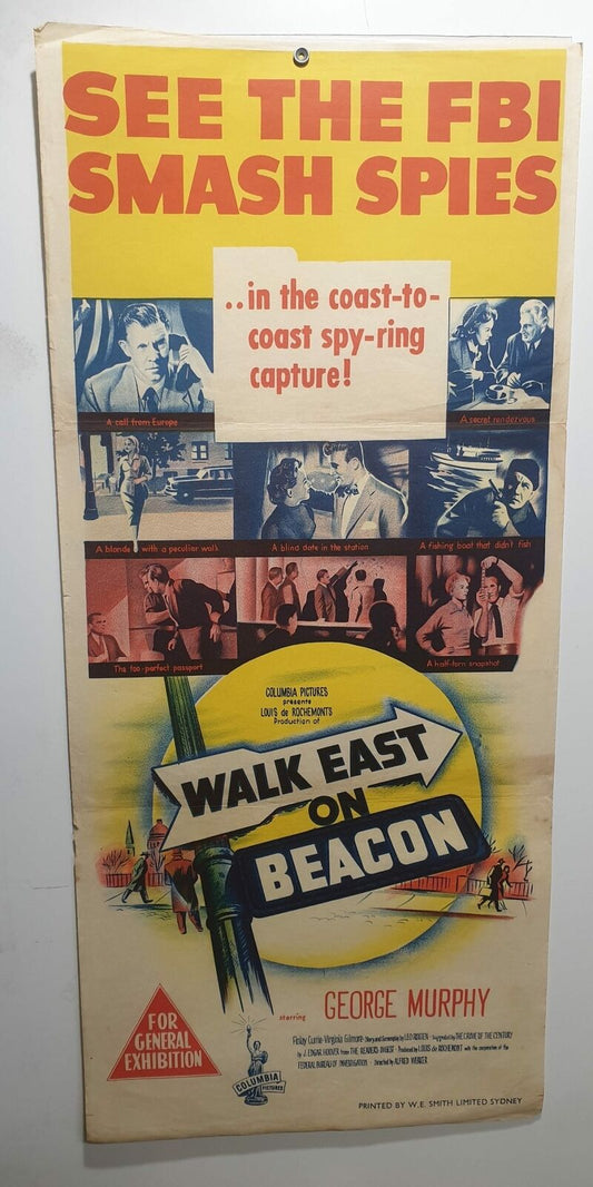 ORIGINAL DAYBILL MOVIE POSTER - WALK EAST ON BEACON - 1952