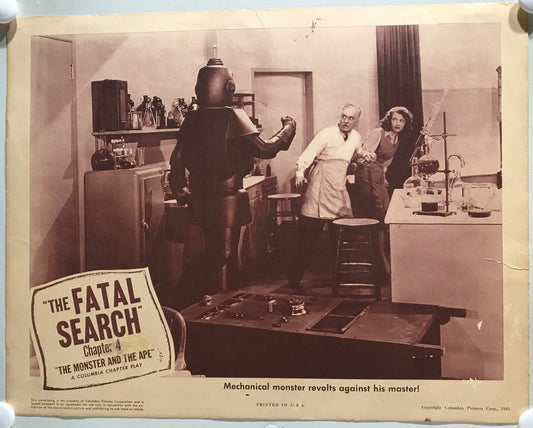 ORIGINAL SERIAL LOBBY CARD - THE MONSTER AND THE APE - 1945 - Ch 4 "The Fatal...