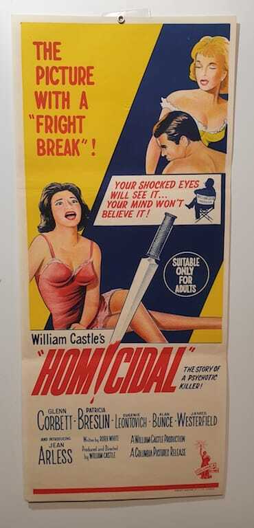 ORIGINAL DAYBILL MOVIE POSTER - HOMICIDAL