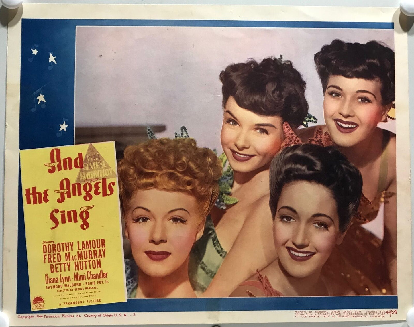 ORIGINAL LOBBY CARDS - AND THE ANGELS SING - 1944 - set of 8