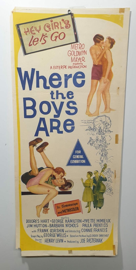 ORIGINAL DAYBILL MOVIE POSTER - WHERE THE BOYS ARE - 1960