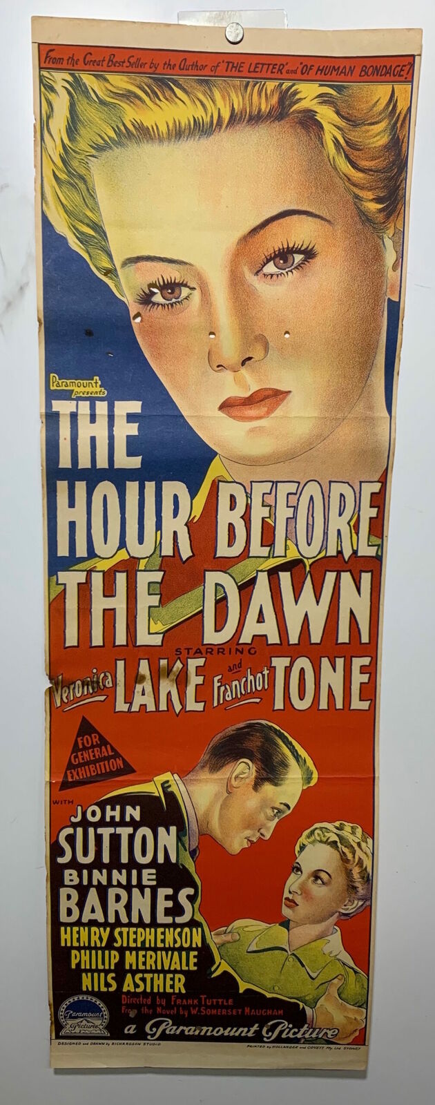 ORIGINAL DAYBILL MOVIE POSTER -  THE HOUR BEFORE DAWN - Richardson Studio