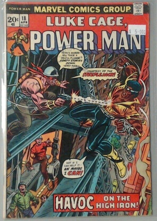 COMIC BOOK LUKE CAGE POWER MAN #18 HAVOC ON THE HIGH IRON STEEPLEJACK MARVEL