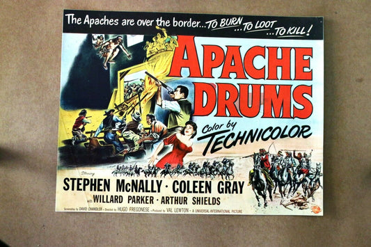 ORIGINAL LOBBY CARD - APACHE DRUMS - 1952 - title card -  Stephen McNally, Coleen Gray, Willard Packard