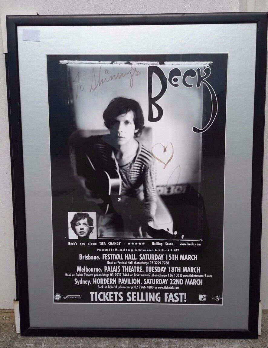 MUSIC PROMO POSTER – FRAMED AND SIGNED - BECK  Aussie Tour Poster