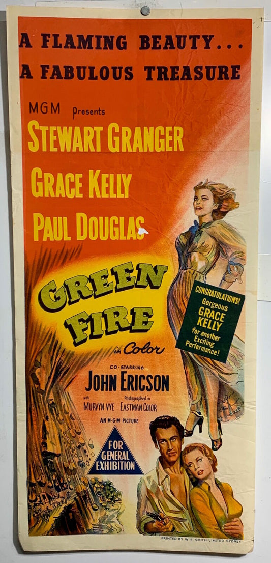 ORIGINAL DAYBILL MOVIE POSTER - GREEN FIRE - 1954