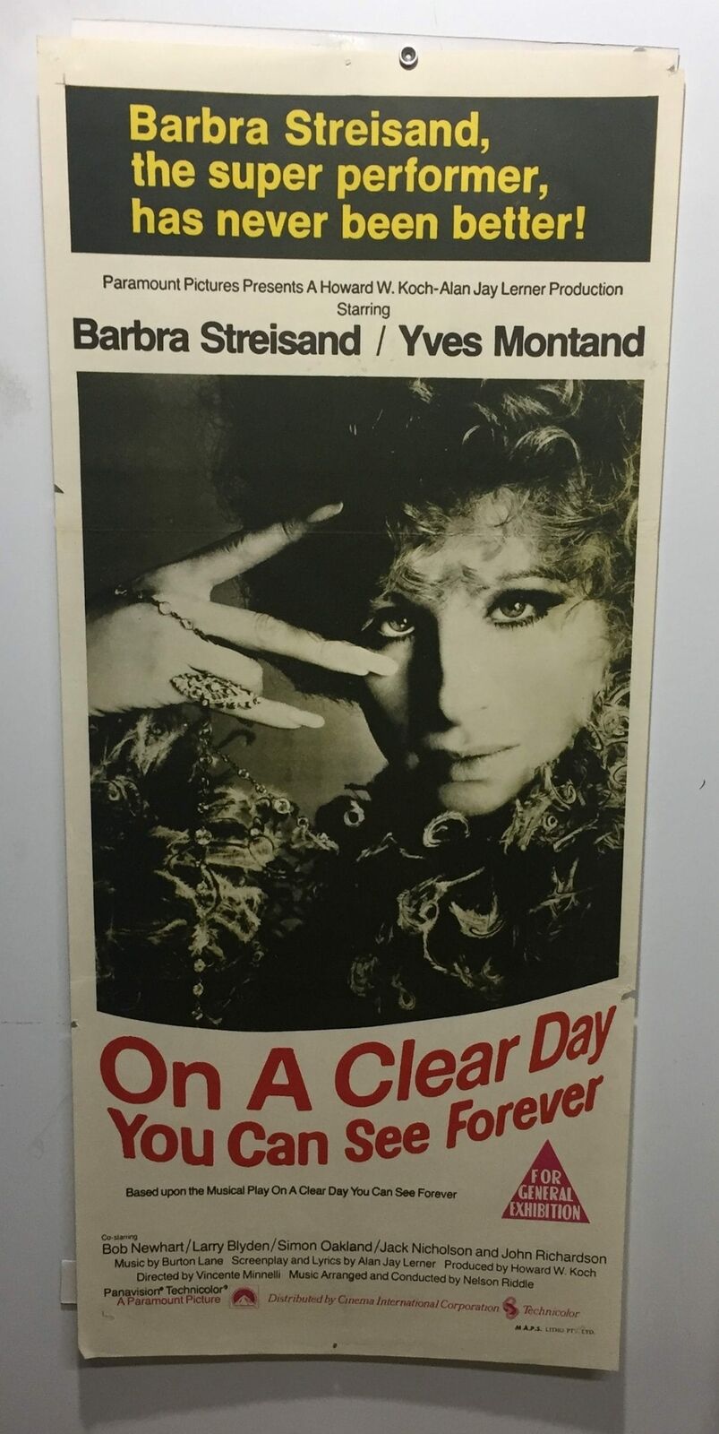 ORIGINAL DAYBILL MOVIE POSTER - ON A CLEAR DAY YOU CAN SEE FOREVER