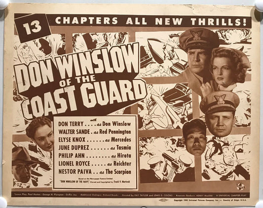 ORIGINAL SERIAL LOBBY CARD - DON WINSLOW OF THE COAST GUARD - 1943 - Title Card