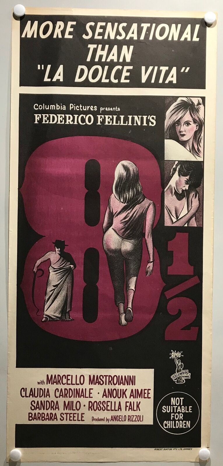 ORIGINAL DAYBILL MOVIE POSTER - FEDERICO FELLINI'S - 8 &1/2 - 1963