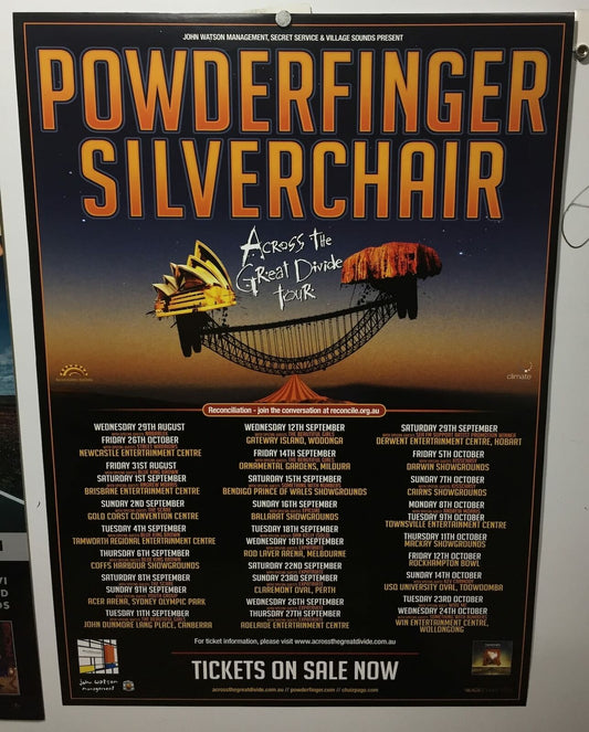 MUSIC PROMO POSTER - POWDERFINGER AND SILVERCHAIR(a) - ACROSS THE GREAT DIVIDE TOUR 2007