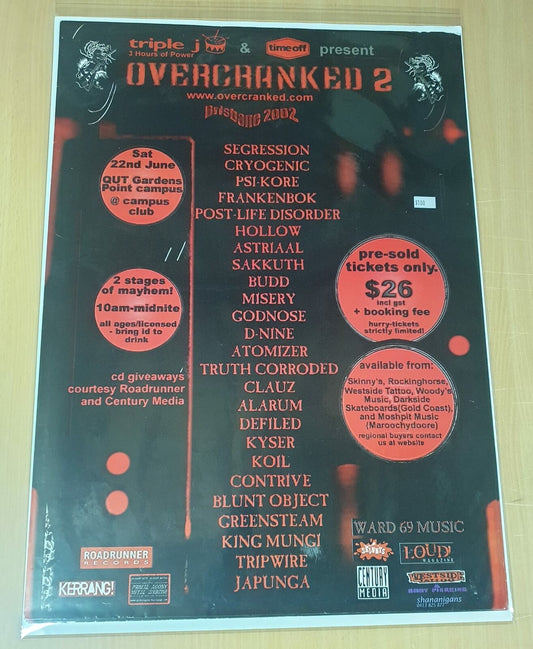 MUSIC PROMO POSTER - OVERCRANKED 2 - TRIPLE J 2002