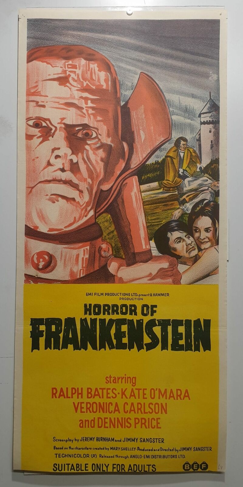 ORIGINAL DAYBILL MOVIE POSTER - HORROR OF FRANKENSTEIN