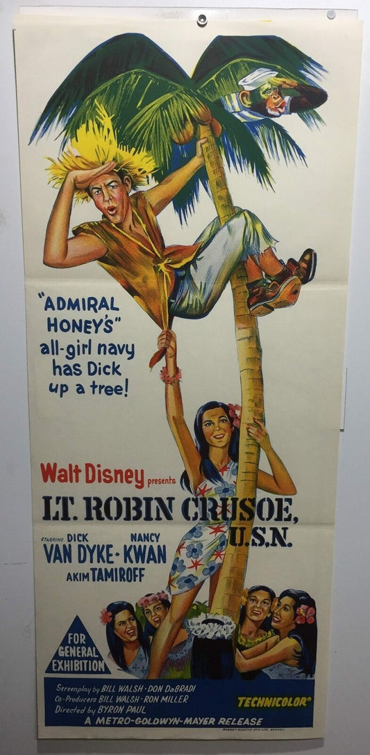 ORIGINAL DAYBILL MOVIE POSTER - LT. ROBIN CRUSOE U.S.N. - 1966