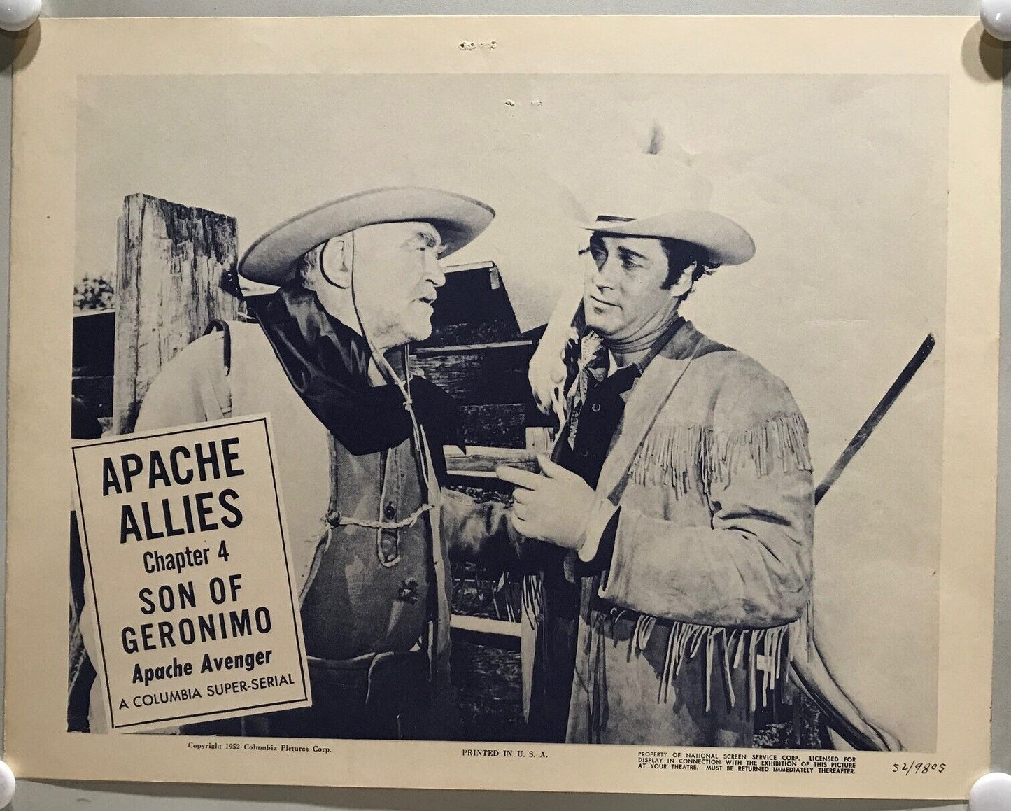 ORIGINAL SERIAL LOBBY CARD - SON OF GERONIMO (d) - 1952 - Ch 4 "Apache Allies...