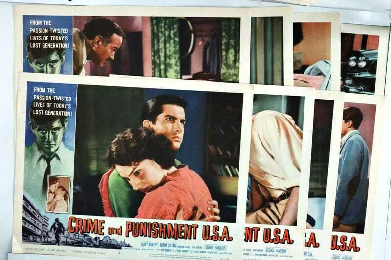 ORIGINAL LOBBY CARDS - CRIME AND PUNISHMENT U.S.A. - 1959 - set of 8