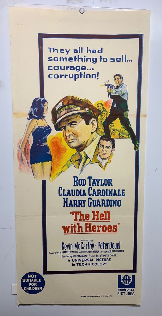 ORIGINAL DAYBILL MOVIE POSTER - THE HELL WITH HEROES - 1968