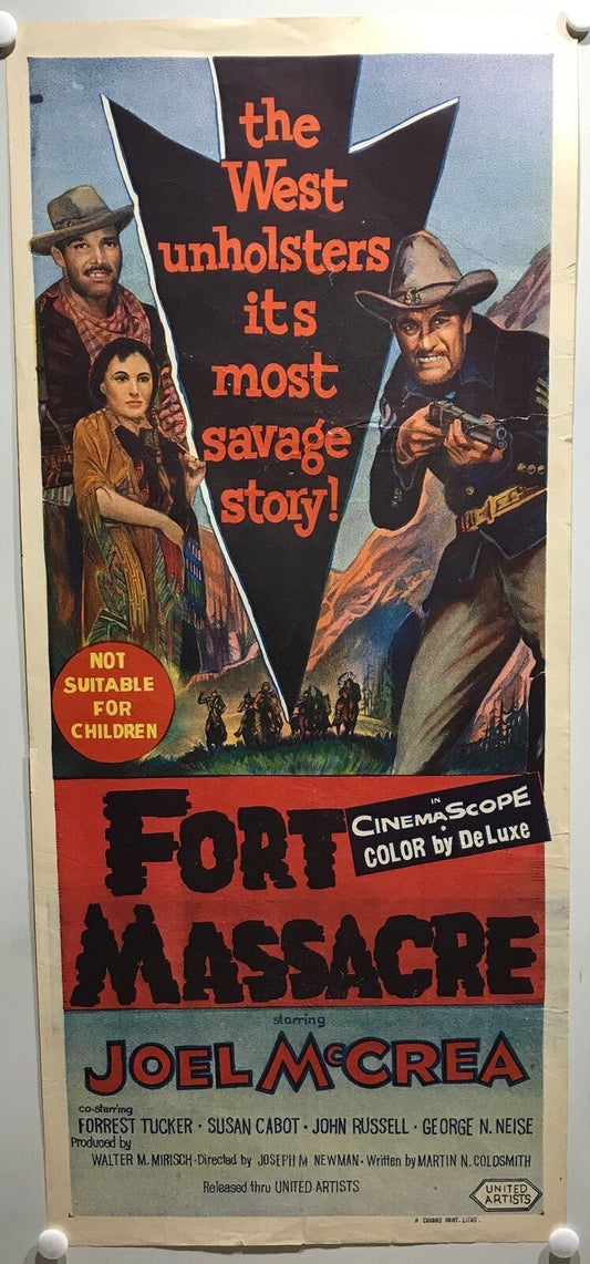 ORIGINAL DAYBILL MOVIE POSTER - FORT MASSACRE - 1958