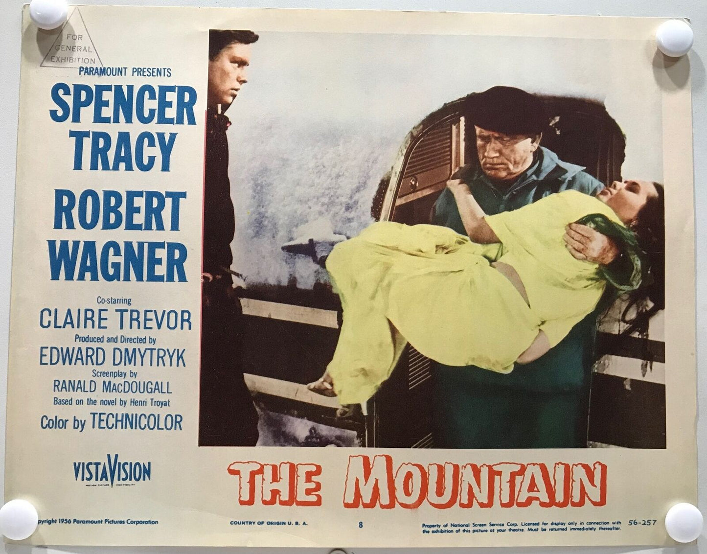 ORIGINAL LOBBY CARDS - THE MOUNTAIN - 1956 - card set of 8