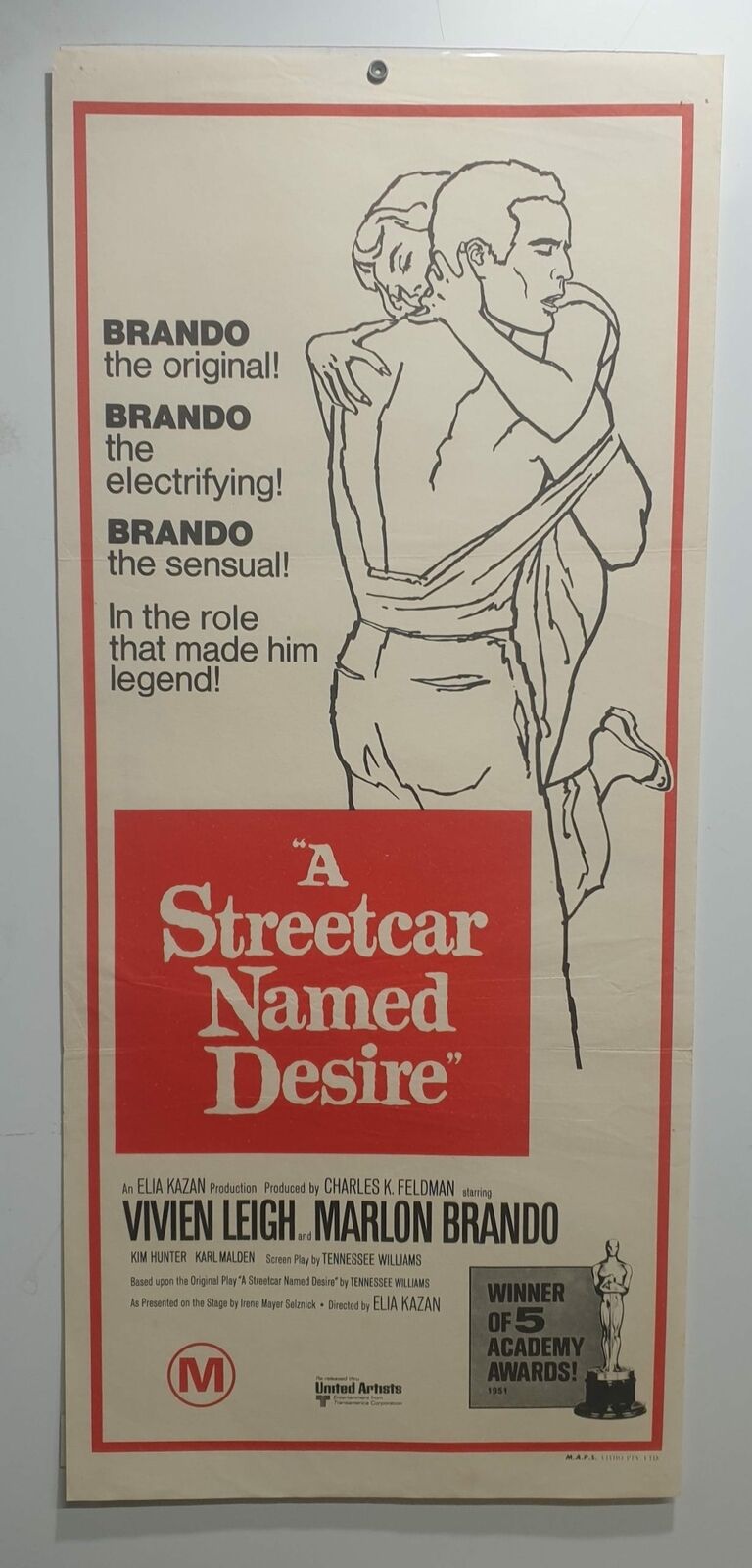 ORIGINAL DAYBILL MOVIE POSTER - A STREETCAR NAMED DESIRE