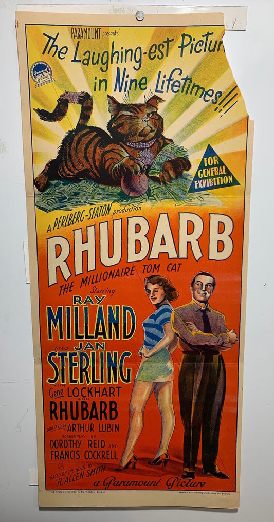 ORIGINAL DAYBILL MOVIE POSTER - RHUBARB - Richardson Studio