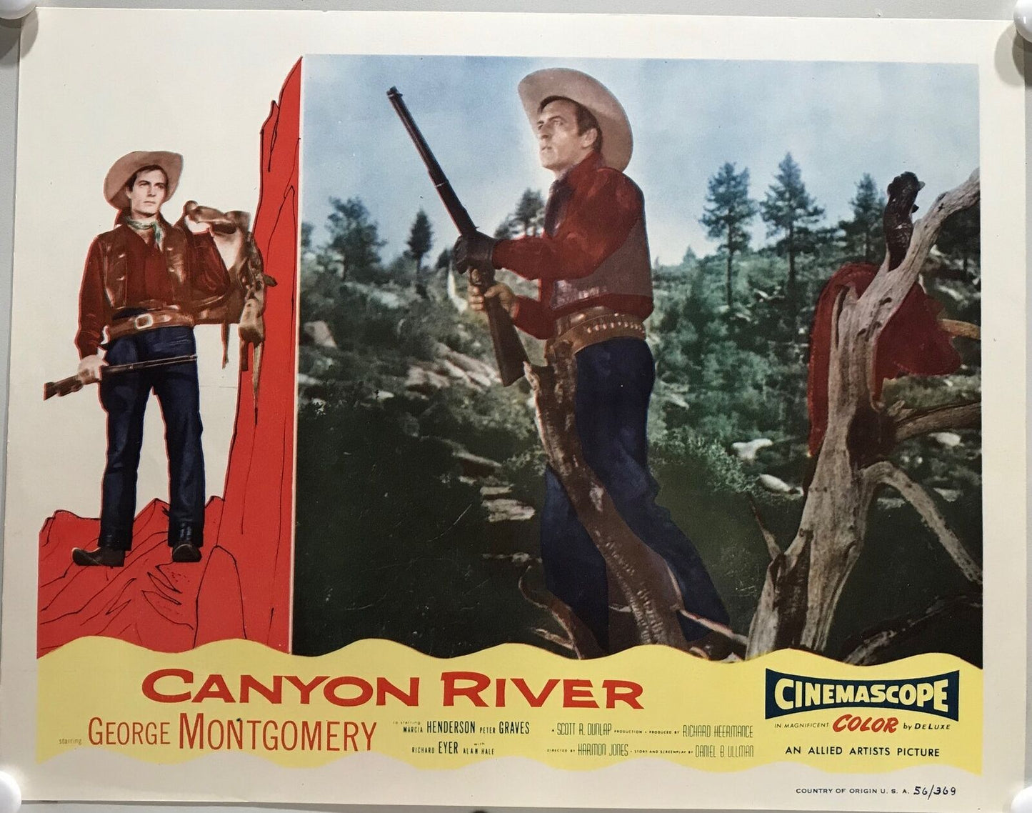 ORIGINAL LOBBY CARDS - CANYON RIVER - 1956 - set of 8