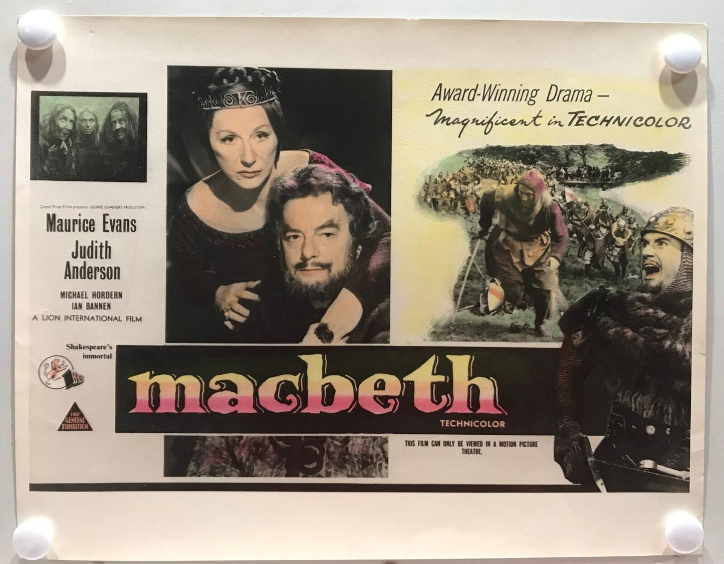 ORIGINAL LOBBY CARDS - MACBETH - 1963 - set of 8