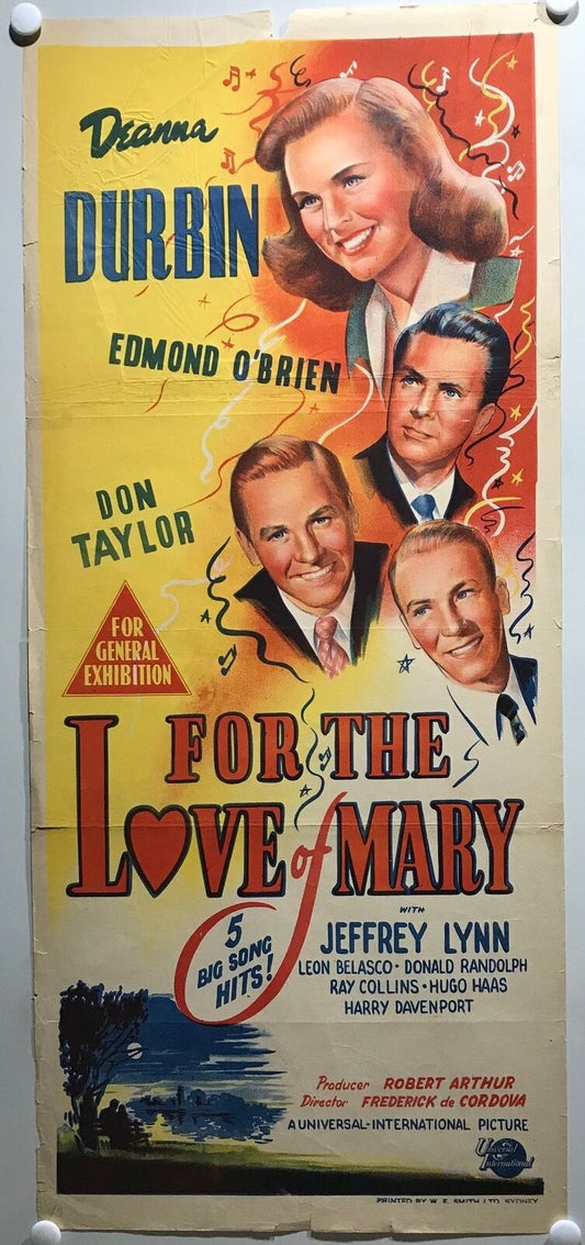 ORIGINAL DAYBILL MOVIE POSTER - FOR THE LOVE OF MARY - 1948