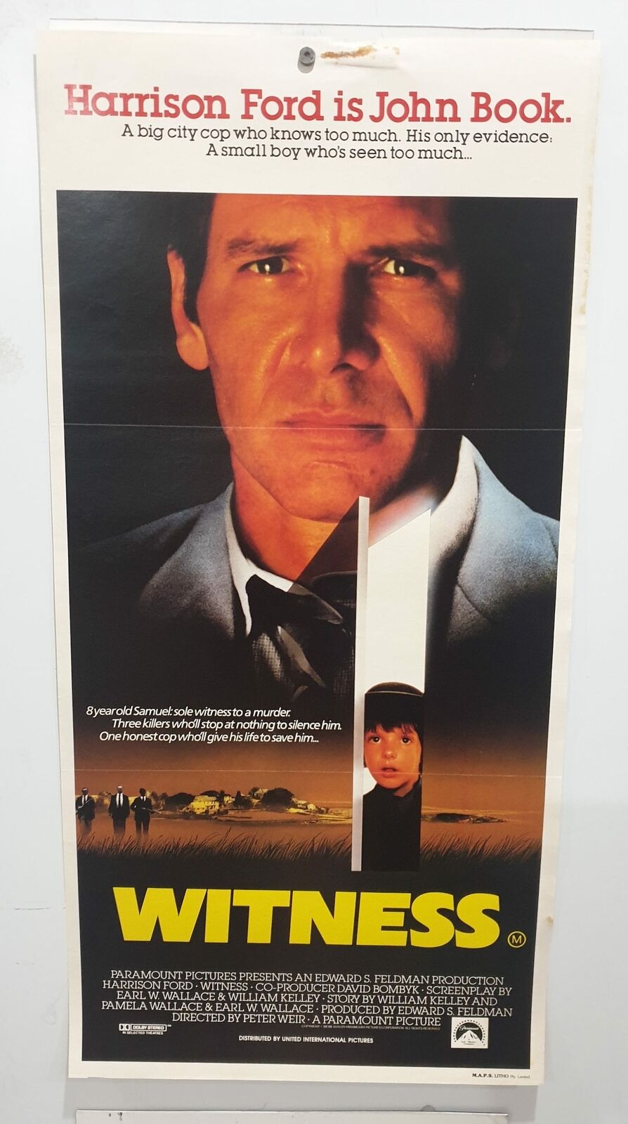 ORIGINAL DAYBILL MOVIE POSTER - WITNESS